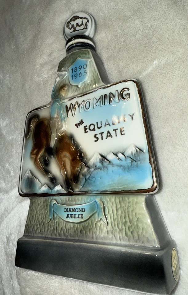 1964 “WYOMING, THE EQUALITY STATE” Jim Beam Decanter Diamond Jubilee 1890 1965 - Image 2 of 4