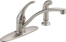 Foundations Brushed Nickel Kitchen Faucet W/ Side Sprayer Contemporary 4 Hole