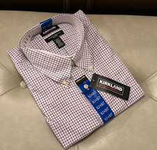 Kirkland Signature Men's Traditional Fit Non-Iron Plaid Dress Shirt 16.5 -36/37