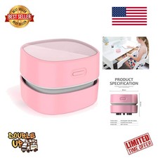 360 Rotatable Handheld Vacuum for Effective Desk Cleaning - Pink and Cordless