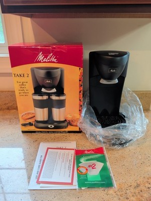 Melitta ME2TMB Dual Coffee Maker Take 2 Stainless Steel Travel Mug Coffee Maker