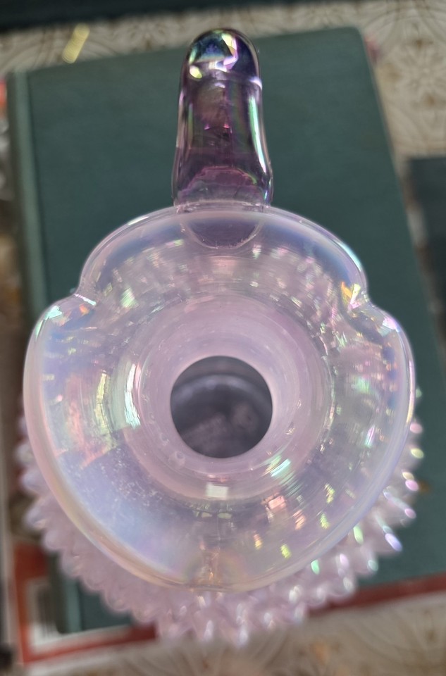 Fenton Pink Chiffon Opalescent Hobnail Cruet - Violet Carnival Stopper ...