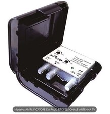 Amplificatore antenna tv da palo 2 ingressi UHF 30dB  1 uscita con filtro 5G