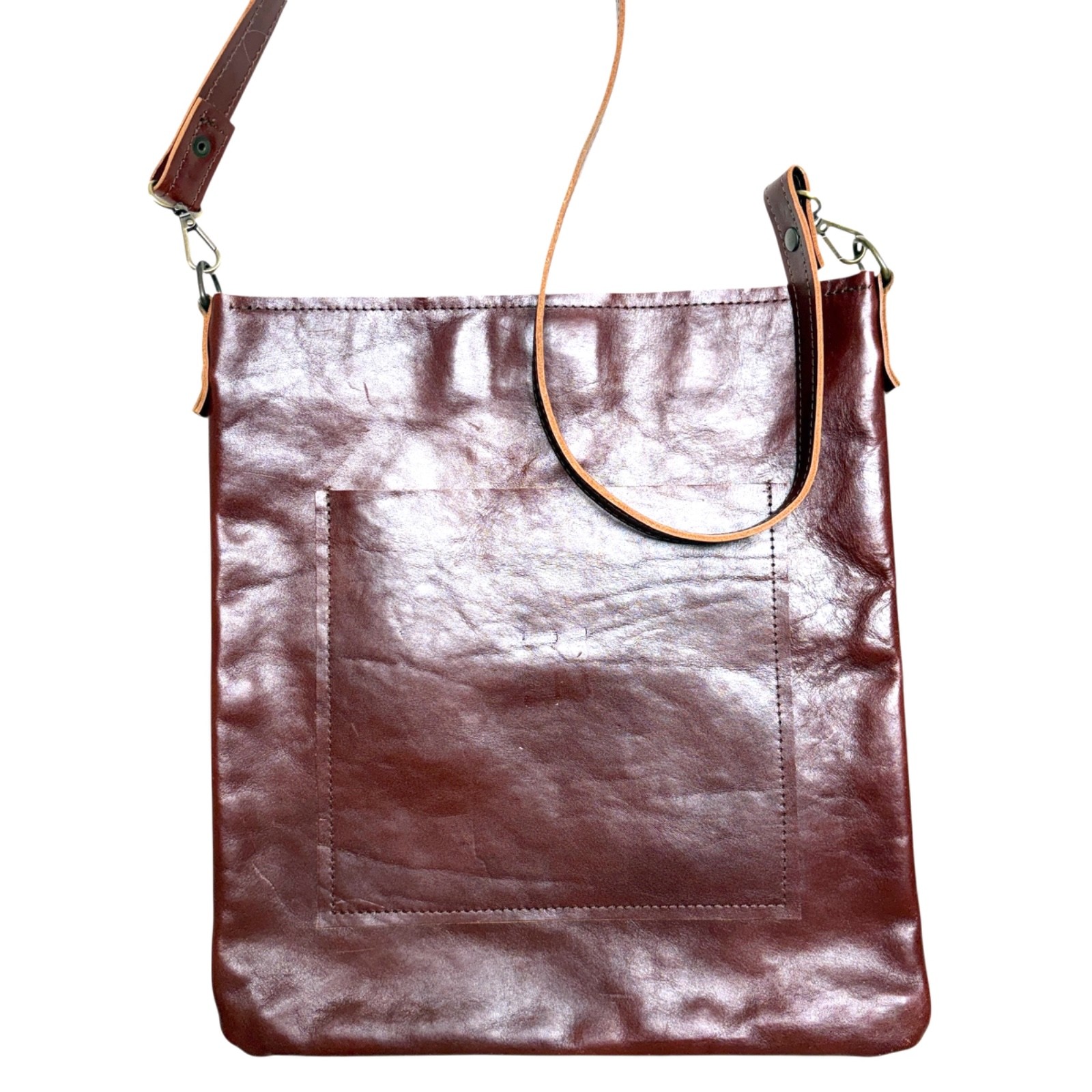 bag handmade leather large rectangle crossbody un… - image 2