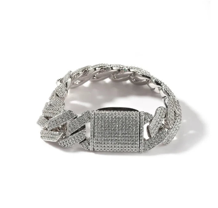 Pulsera collar plata 15 mm VVS MOISSANITE Miami cadena de eslabones cubanos helados Foto 4 de 4