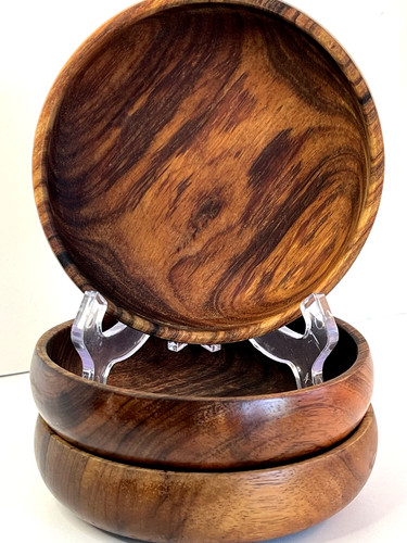Vintage Kamaaina Hawaiian Koa Wooden Bowls Signed Set Of (3) Mauna Kea