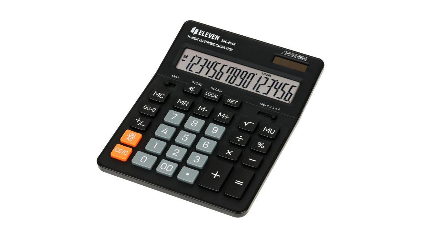 ОДИННАДЦАТЕРИЧНЫЙ калькулятор biurowy SDC664S czarny