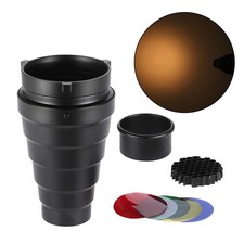 Conical Snoot Kit with Honeycomb Grid 5 Pieces Color Gel Filters for Bowens