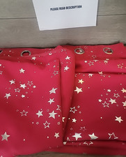 Hot Pink Star Pattern Girls Kids Curtains W66" x L90" Thermal Ring Top Blackout