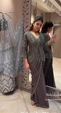 Designer Pre Drapped Saree Blouse Ready To Wear Saree Bollywood Party Wear Sari