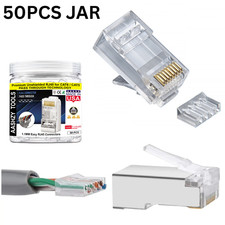 Conector Ethernet 50 piezas Cat6 RJ45 2 piezas RJ45 paso a través UTP 8P8C