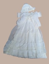 Vintage Christening Gown 4 piece set Dress Baptism Lace Bonnet