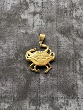 14K Yellow Gold Soft Shell Crab Pendant Charm Ocean Fish 8.6 Grams