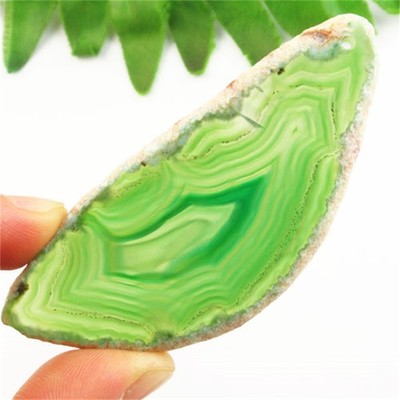 Green Onyx Agate Slice Pendant Bead 86x37x5mm F39111