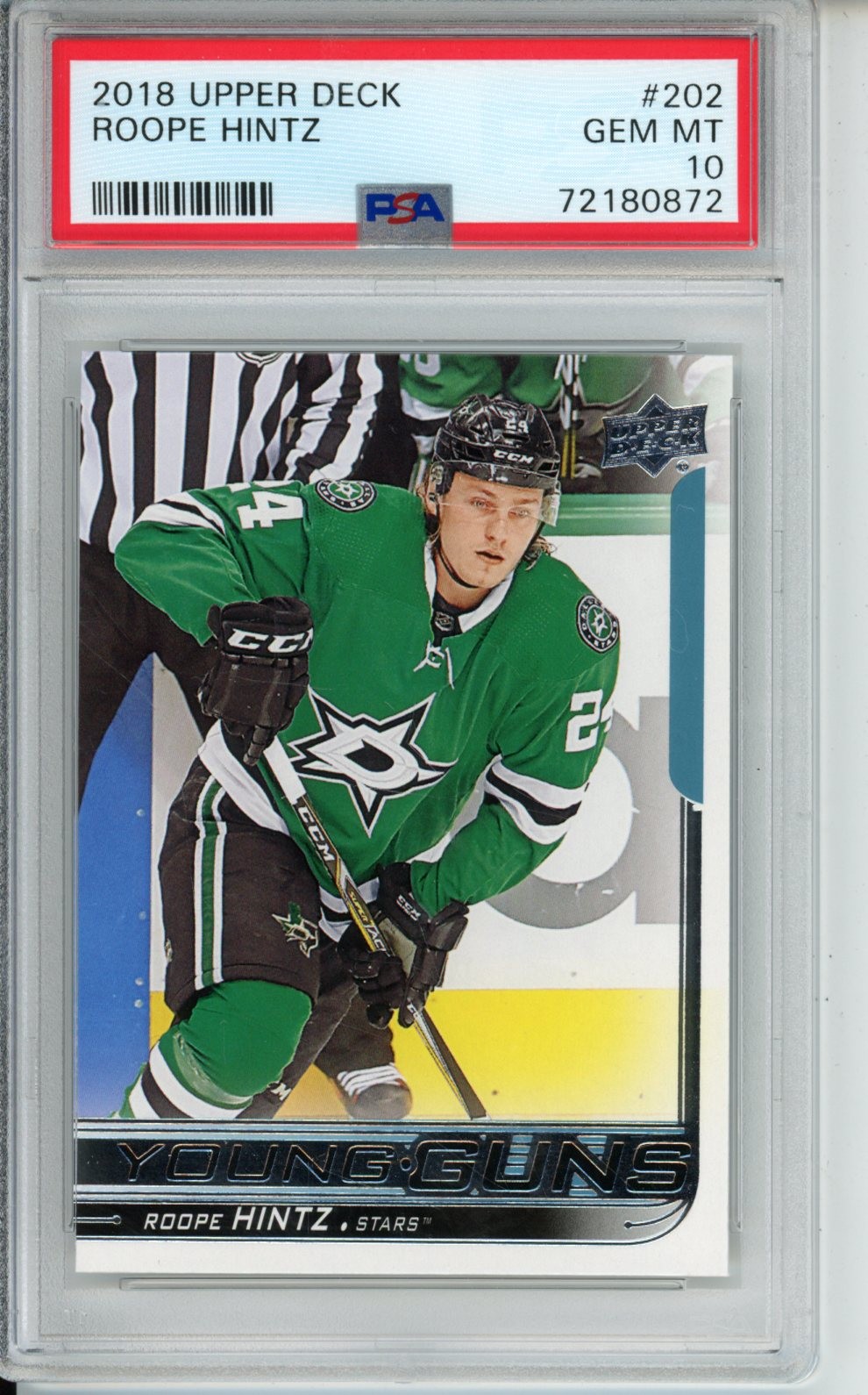 2018-19 Upper Deck Roope Hintz YOUNG GUNS #202 Rookie PSA 10