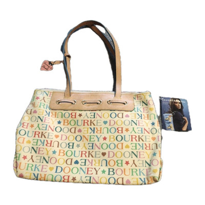 Baguette Dooney & Bourke Womens Pastel Rainbow Ivory Tassel Handbag Vintage 