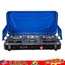 3 Burner Propane Stove 60000 BTU Portable High Altitude Ignition Regulator New