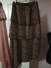 Shein Women's Asymmetrical Tiered Leopard Skirt Size 10 UK
