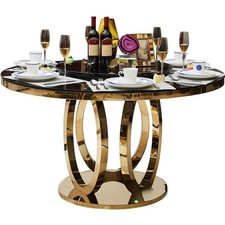 High Quality Luxury Designer Dining Tables Round Table Round Marble Metal Gold New