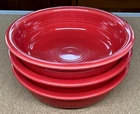 Scarlet Red Fiesta Set of 3 Cereal Bowls 7" Homer Laughlin HLC USA Fiestaware