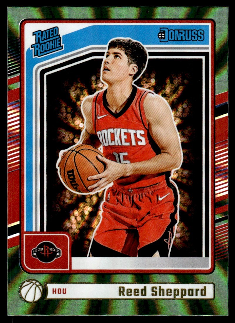 2024-25 Donruss Green Laser Holo Reed Sheppard Rookie Houston Rockets #202