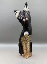 Folk Art Wood Carved Car Figurine Statue Hand Pointed