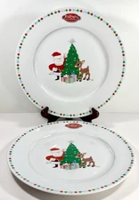 NEW SET OF 2 ZRIKE BRANDS Rudolph the Red Nosed Reindeer Christmas Dinner Plates