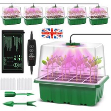 5Pack Upgrade Set Seed Trays with Grow Light Heat Mat For Plant Propagator Tray.