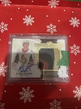 2019 UPPER DECK THE CUP BRADY TKACHUK LIMITED LOGOS 3 COLOR PATCH AUTO /50