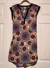 NWT Anthropologie Uncle Frank  Retro Colorful Short Sleeve Dress Small 70s Style