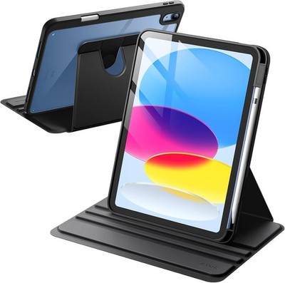 JETech Rotierende Hülle für iPad 11/10. Gen (A16) 360° Schutzhülle Schwarz mit
