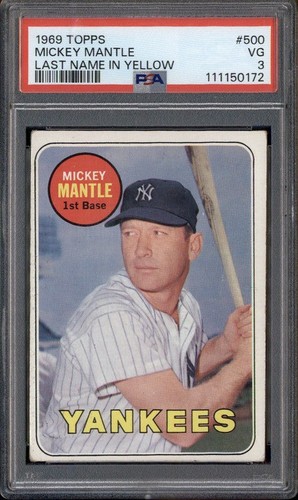 1969 Topps Last Name in Yellow #500 Mickey Mantle PSA 3 | eBay