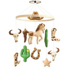 Teeloray Western Cowboy Baby Crib Mobile for Boys Girls Handmade