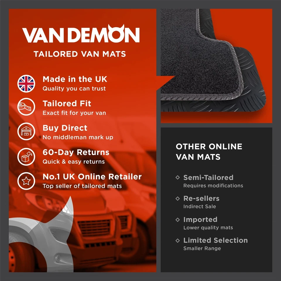 Floor Mats for Peugeot Partner Origin (1996-2008) Rubber Tailored Van Mat Set - Image 2 of 4