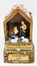 Roman Inc. 2000 Nativity Scene Trinket Box with Cross Vintage No Damage 
