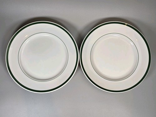 SET OF 5 Williams Sonoma Brasserie GREEN Dinner Plates 11" Band Rim Japan - Picture 4 of 9