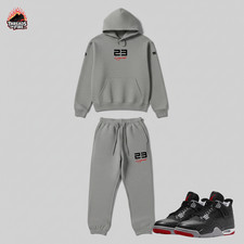 Gray Black Sweatsuit 23 Legend Grey Tracksuit Sneaker To Match Air Jordan 4 Bred