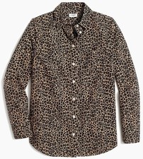 Womens J.Crew Buttondown Leopard Print Shirt Blouse Signature Fit Size SMALL 7U