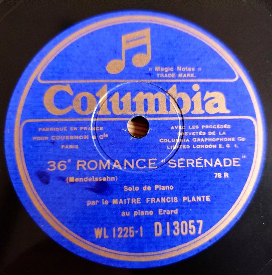 10" 78 RPM FRANCIS PLANTE ( Piano ) Mendelssohn,Scherzo Op.16 - COLUMBIA D 13057 - Photo 3/4