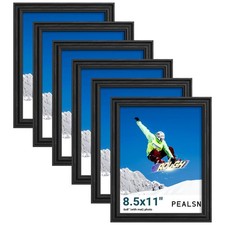 8.5 by 11 Picture Frame Set of 6, Display Pictures 6 x 8 with Mat or 8.5 x 11...