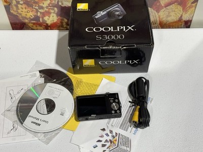 Nikon COOLPIX  S3000 12.0MP Digital Camera W/Box & Paper & CD & Cable For Parts