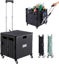 Folding Utility Cart Portable Rolling Crate Handcart Shopping Trolley Collapsibl