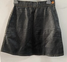 Jean Paul gaultier Vintage Iconic Denim Crocodile Print Skirt Gold Logo Button