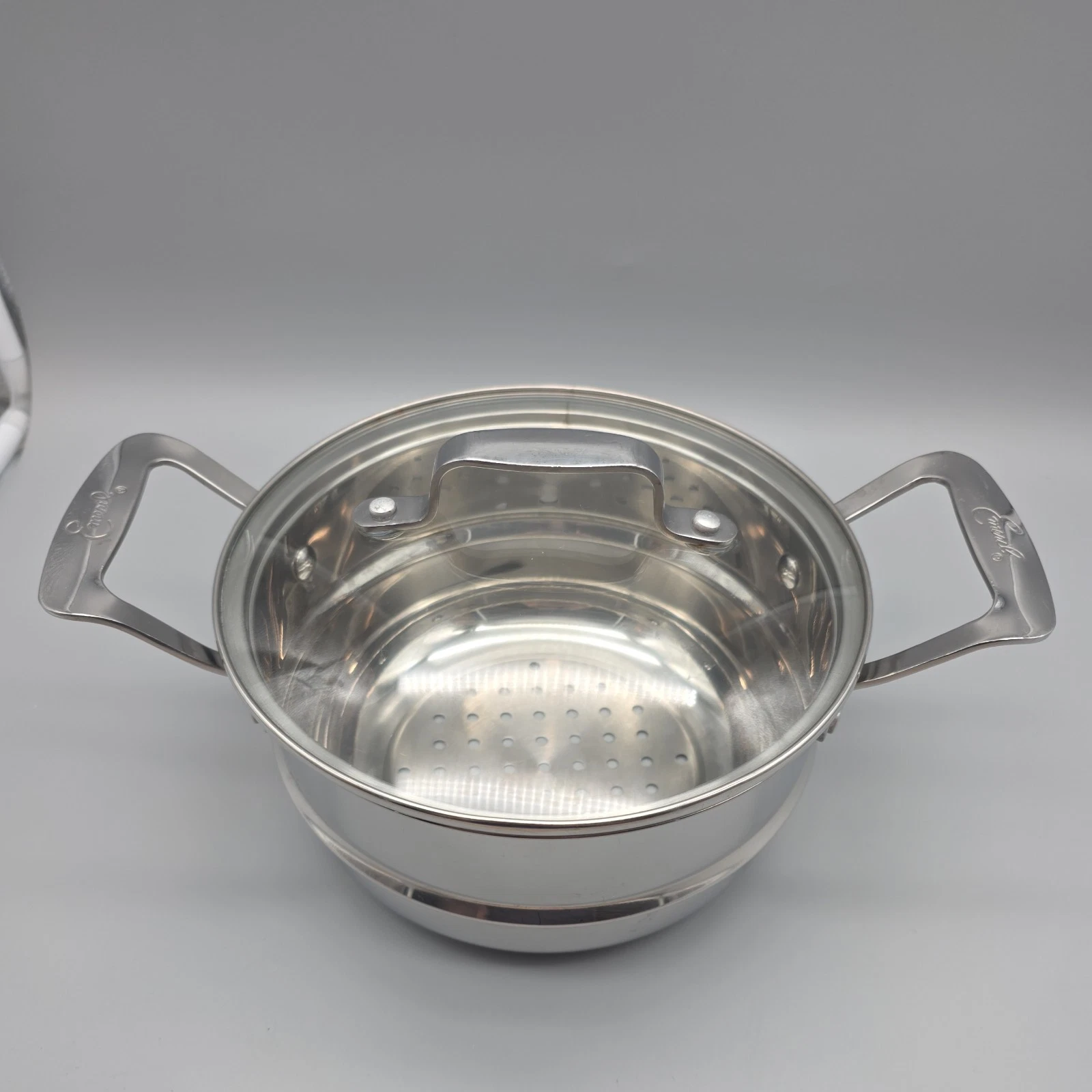 Emeril Stainless Steel 8" Steamer Insert Colander Double Handle Strainer w/Lid
Opens in a new window