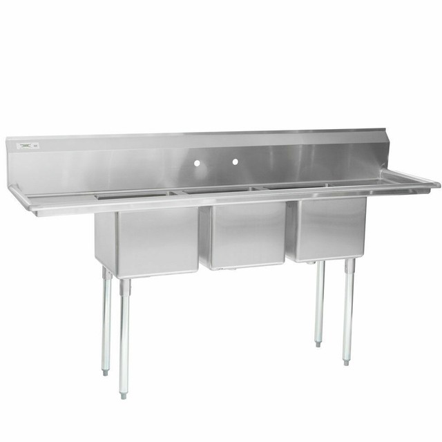 79 Nsf Stainless Steel 3 Compartment Commercial Pot Sink With 2