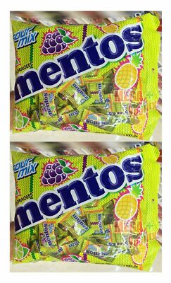 2 x 100Tablets Mentos Sour Mix Chewy Dragees Candy Pineapple Grape Lime 270g