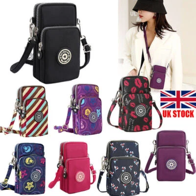 Cross-body Mobile Phone Shoulder Bag Pouch Case Belt Handbag Purse Wallet UK
