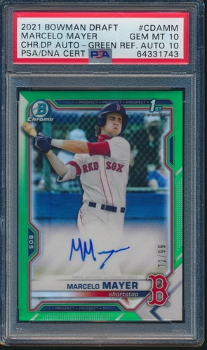 PSA 10/10 MARCELO MAYER AUTO 2021 Bowman Chrome GREEN REFRACTOR #/99 RC GEM MINT