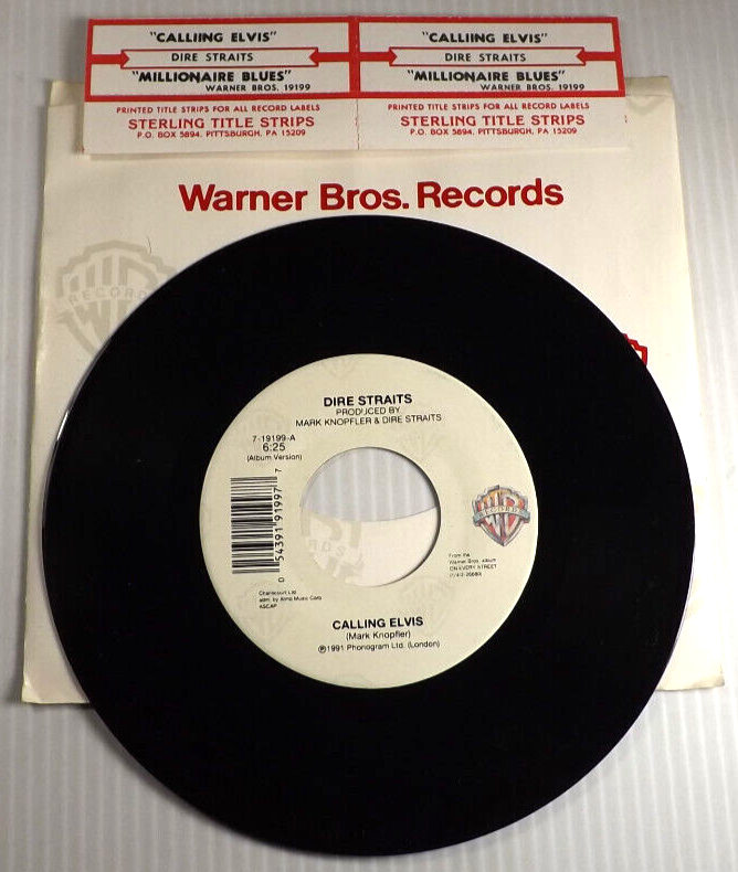 Dire Straits Jukebox 45 rpm Calling Elvis / Millionaire Blues 1991 Vinyl WB