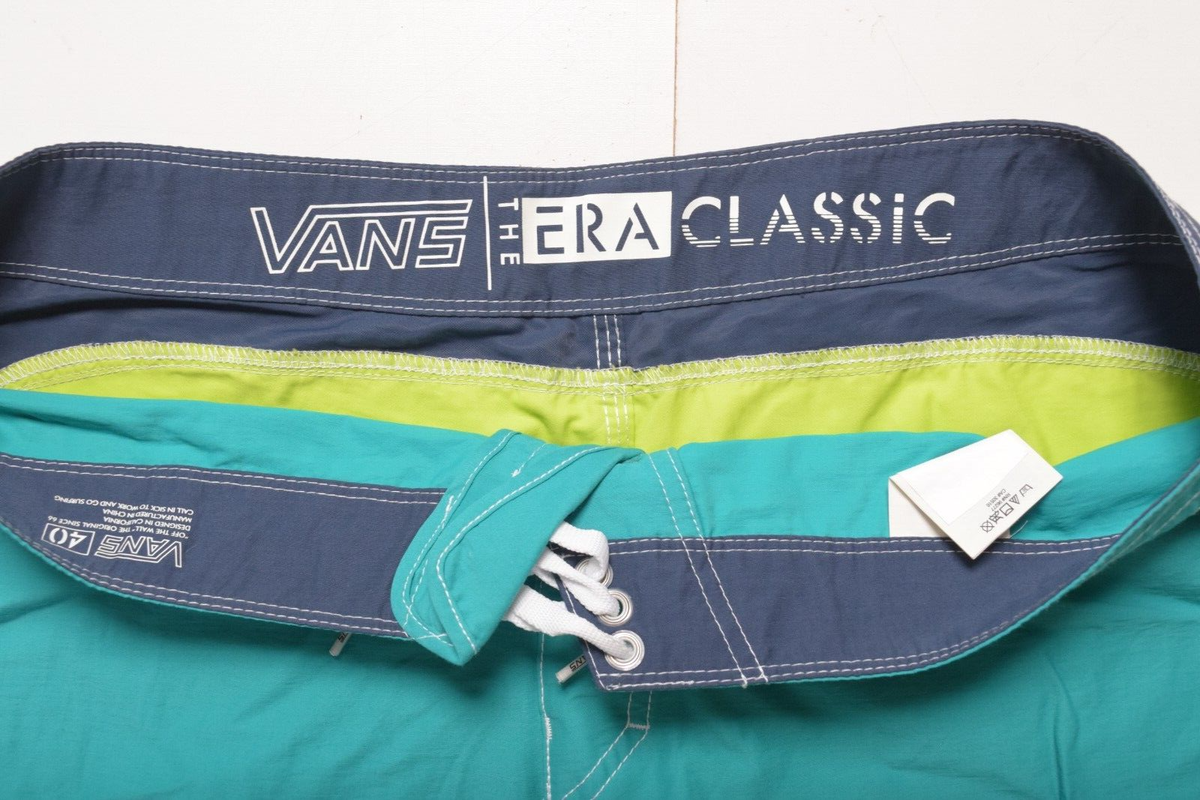 VANS Mens Swim Cargo Board Shorts 38 Era Classic 20 Aqua Blue Y2K